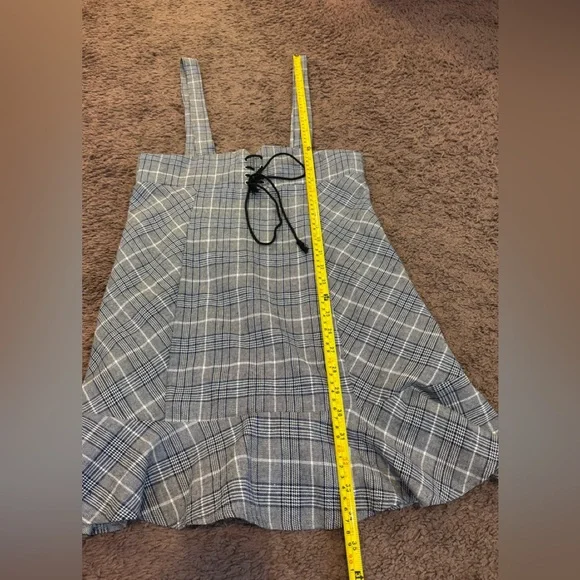 2 FOR $20 Shein Pinafore Plaid Over All Dress School Girl Jumper 100% Cotton M - Picture 7 of 10
